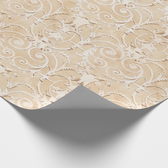 Papier Cadeau Elégant Taupe Damask (Coin)