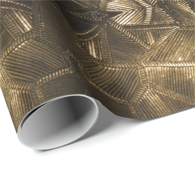 Papier Cadeau Elégant verre texturé de feuilles d'or (Coin rond)