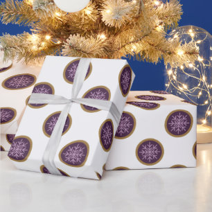 Papier Cadeau Élégant Violet Snowflakes vacances
