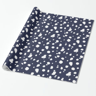 Papier Cadeau Elégant Zones Dalmatiennes Blanches & Marine