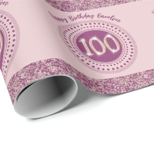 Papier Cadeau Elégante 100e anniversaire Rose Parties scintillan