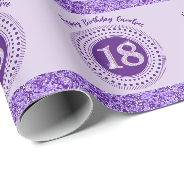 Papier Cadeau Elégante 18ème anniversaire Parties scintillant vi (Coin rond)