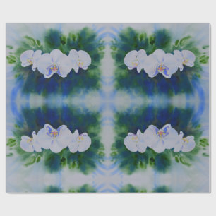 Papier Cadeau Elégante aquarelle blanche orchidées boho tropical