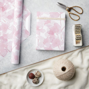 Papier Cadeau Elégante aquarelle en fleur de cerisier peinte à l