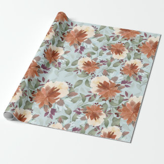 Papier Cadeau Elégante aquarelle fleurs boho pastel