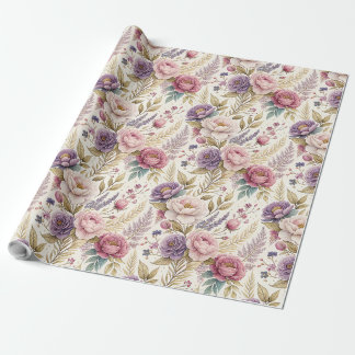 Papier Cadeau Elégante aquarelle florale Motif sans couture pour