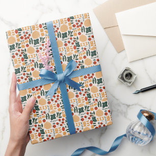 Papier Cadeau Elégante aquarelle motif décorative fleurie