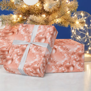 Papier Cadeau Élégante balle de Noël couleur corail