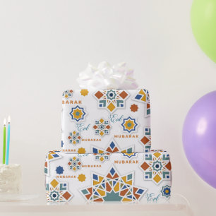 Papier Cadeau Élégante calligraphie de l'Aïd Moubarak colorée