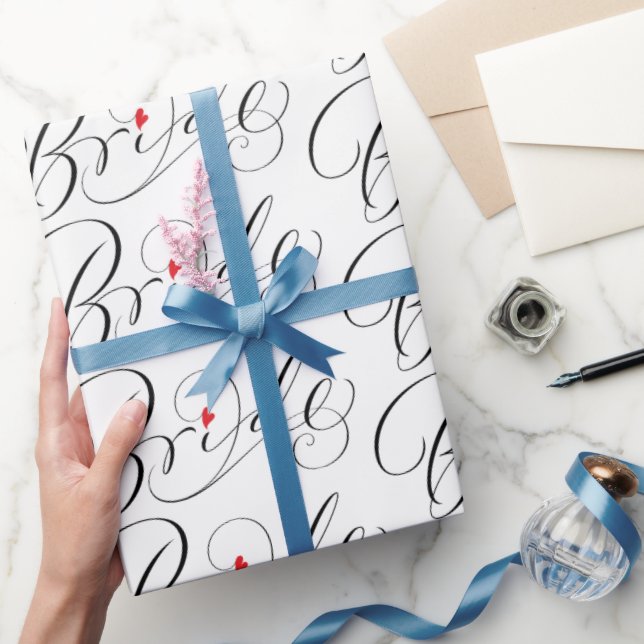Papier Cadeau Élégante Calligraphie Mariée Fancy Script Letting (Cadeaux)