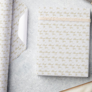 Papier Cadeau Élégante calligraphie Or fleurir Merci Formal