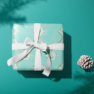 Papier Cadeau Elégante Cascade de Diamant Bleu Vintage