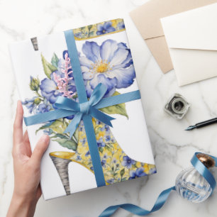 Papier Cadeau Élégante Chinoiserie Florale à Talons Hauts Modern