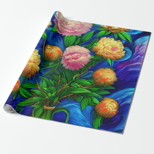 Papier Cadeau Elégante Collection de Belle Peony (Déroulé)
