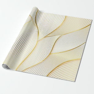 Papier Cadeau Elégante collection Floral Or Blanc