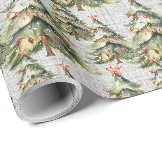 Papier Cadeau Elégante couleur de l'eau de l'arbre de Noël (Coin rond)