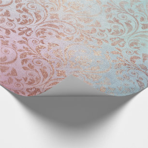 Papier Cadeau Elégante couleur or vintage rose damassé or