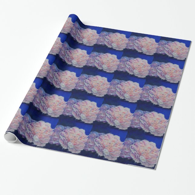 Papier Cadeau Elégante couleur rose blanc pastel aquarelle flora (Déroulé)