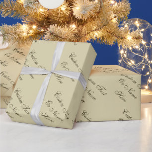 Papier Cadeau Elégante Crème Parchemin, Jusqu'À 5 Mots Texte De 