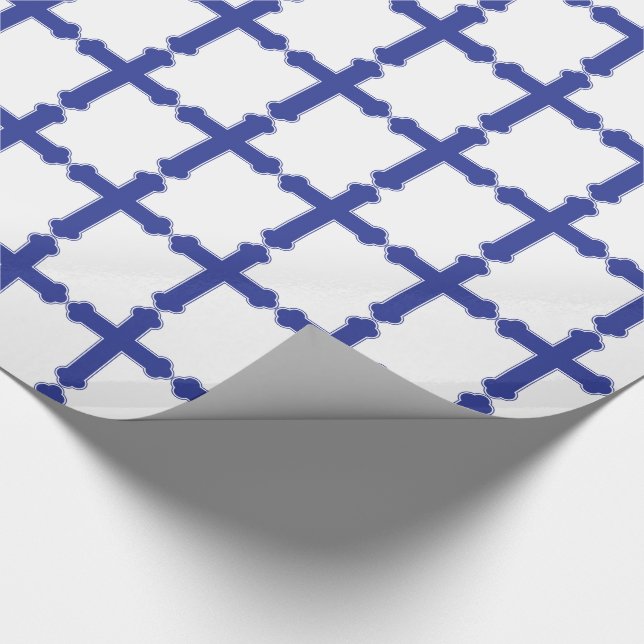 Papier Cadeau Elégante Croix Bleue Royale (Coin)