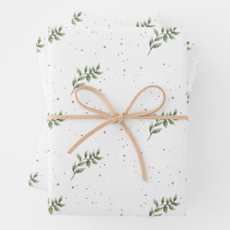 Papier Cadeau Elégante feuille de Noël Aquarelle verte