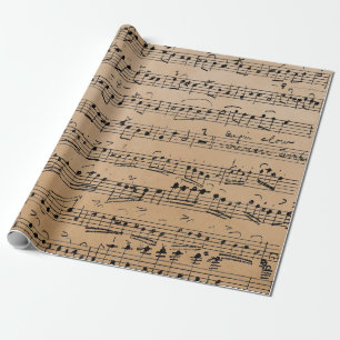 Papier Cadeau Élégante feuille d'écriture manuscrite Vintage Not