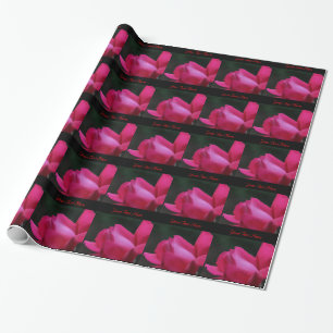 Papier Cadeau Élégante Fleur de Rose Rouge