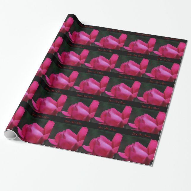 Papier Cadeau Élégante Fleur de Rose Rouge (Déroulé)