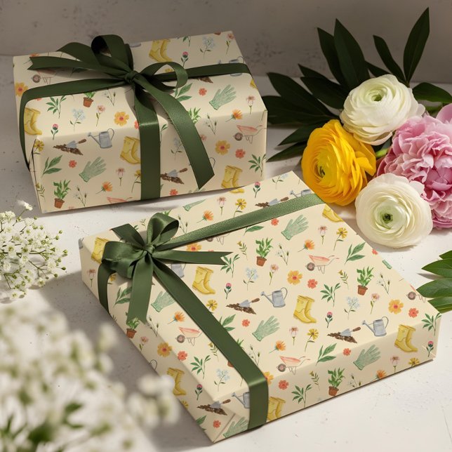 Papier Cadeau Élégante floraison fleurie Jardin botanique Fille (Elegant Blooming Floral Botanical Garden Girly Wrapping Paper)