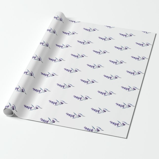 Papier Cadeau Élégante lavande florale (Déroulé)