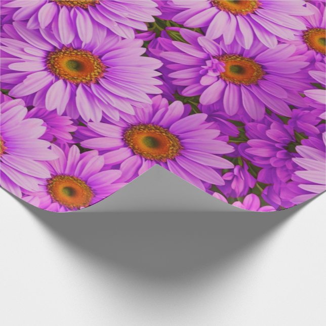 Papier Cadeau Élégante marguerite florale magenta rose foncé (Coin)