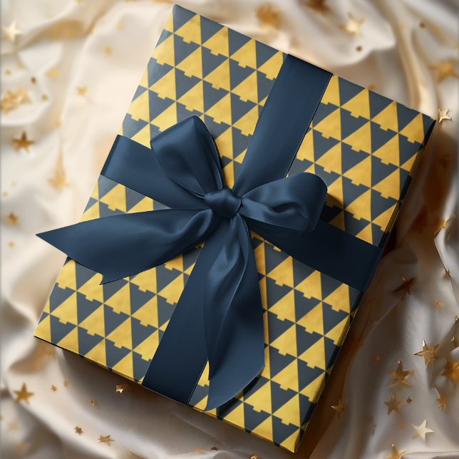 Papier Cadeau Elégante marine géométrique Bleu Noël Arbre de Noë (Créateur téléchargé)