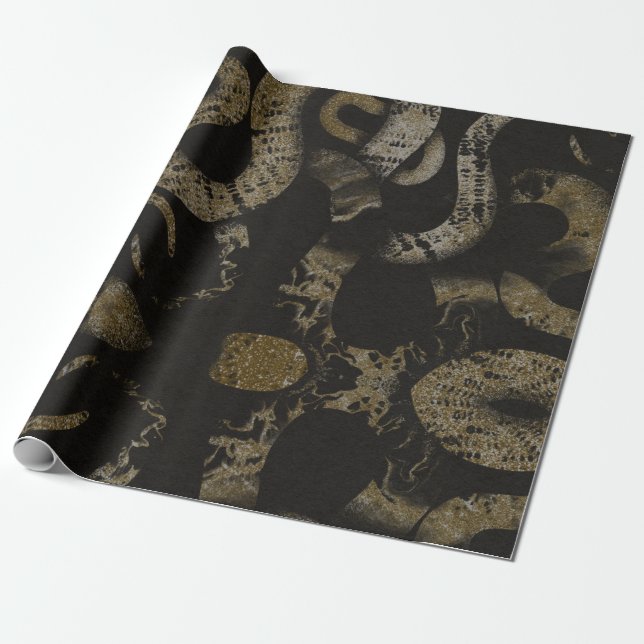 Papier Cadeau Elégante Medusa Snakes Art Luxe (Déroulé)