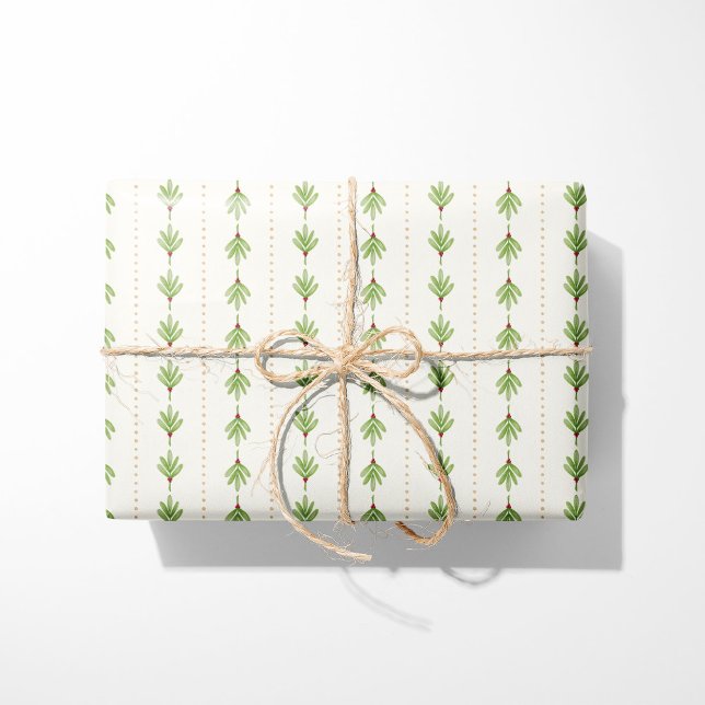 Papier Cadeau Élégante Mistletoe de Noël (Créateur téléchargé)