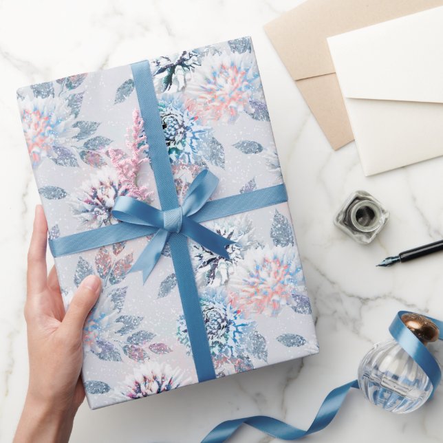 Papier Cadeau Elégante motif rétro fleurie. (Cadeaux)