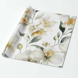 Papier Cadeau Élégante Orchidée Blanche Florale Botanique 