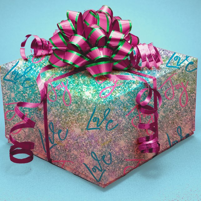 Papier Cadeau Elégante parties scintillant arc-en-ciel turquoise (Créateur téléchargé)