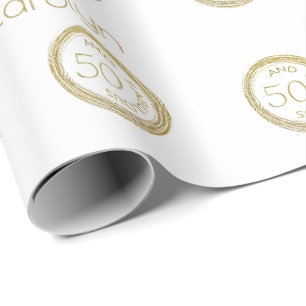 Papier Cadeau Élégante Parties scintillant blanche et or 50 et f