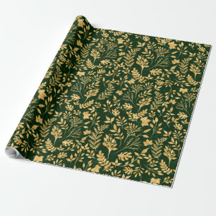 Papier Cadeau Elégante Parties scintillant d'or Foliage Forest G