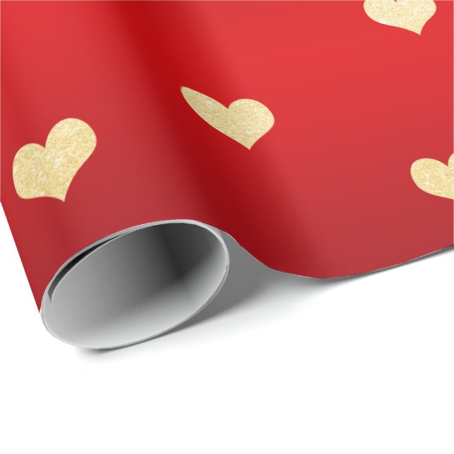 Papier Cadeau Élégante parties scintillant d'or Valentine's day  (Coin rond)