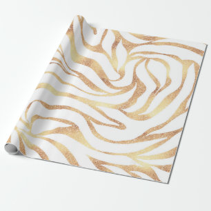 Papier Cadeau Elégante Parties scintillant d'or Zebra White Pos