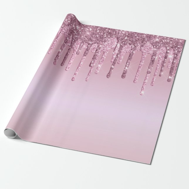 Papier Cadeau Elégante parties scintillant élégante en or rose r (Déroulé)