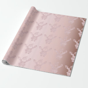 Papier Cadeau Élégante Parties scintillant Rose d'or Motif du Pè