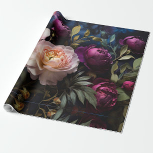 Papier Cadeau Elégante peinture vintage à fleurs