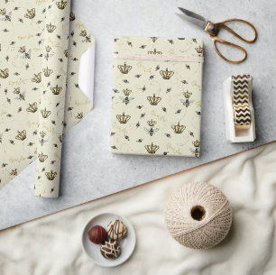 Papier Cadeau Élégante reine royale d'or