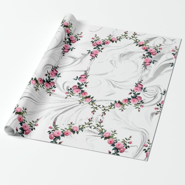 Papier Cadeau Élégante rose rose (Déroulé)