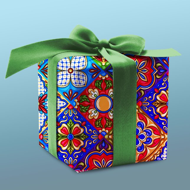 Papier Cadeau Elégante talavera mexicaine carrelage bleu violet  (Créateur téléchargé)
