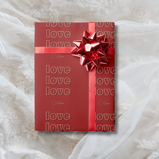 Papier Cadeau Élégante Terracotta Clean 3 x Amour | Velvet rouge (Créateur téléchargé)