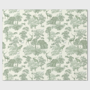 Papier Cadeau Elégante toile de bois de cerf Vintage Sage Green