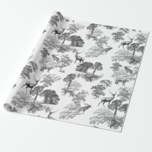 Papier Cadeau Elégante toile de campagne de renard gris Vintage